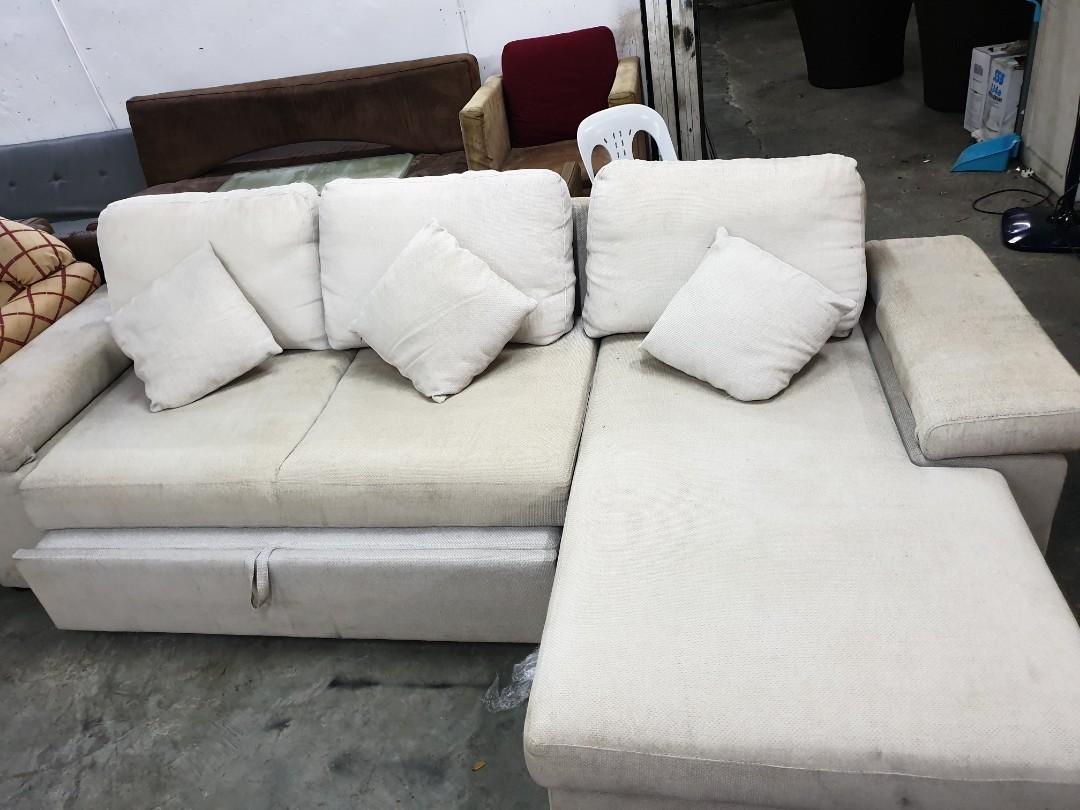 SOFA L, SOFA BED BOLEH SIMPAN BARANG DALAM, Furniture & Home Living