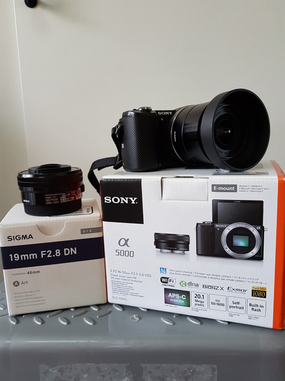 Sony a5000 mirrorless camera c/w Sigma 19mm f2.8 DW lens, Photography