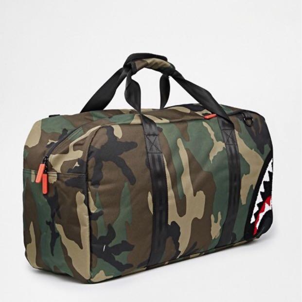 Sprayground Camo Shark Duffle Men s Fashion Bags Sling Bags on Carousell