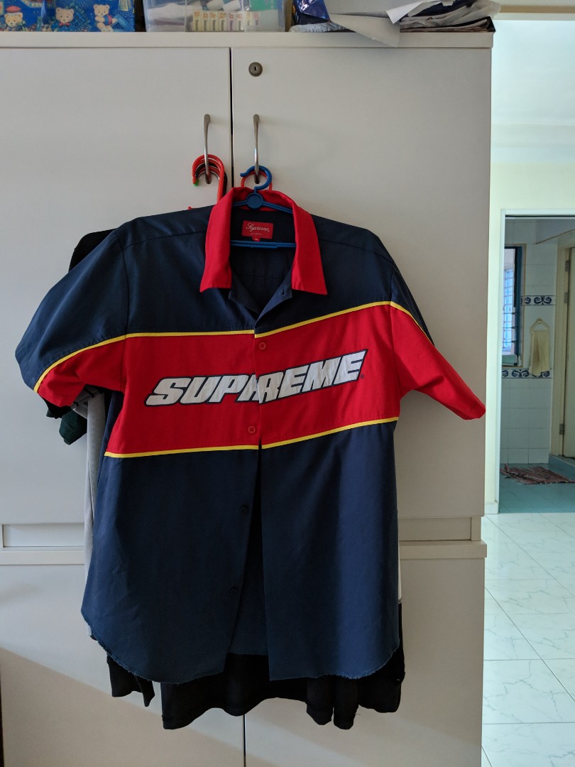 Supreme color blocked work hot sale shirt