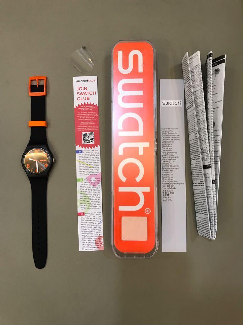 Swatch black sales and orange watch
