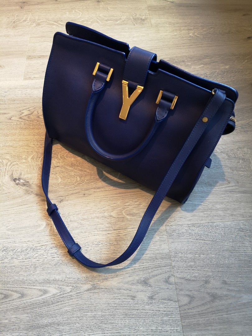 Blue YSL Cabas Chyc Classique Tote Bag