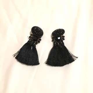 Topshop Black Tassels Earring