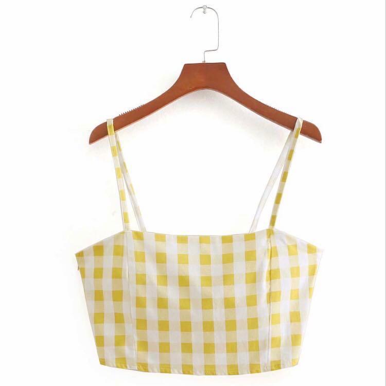 yellow plaid crop top