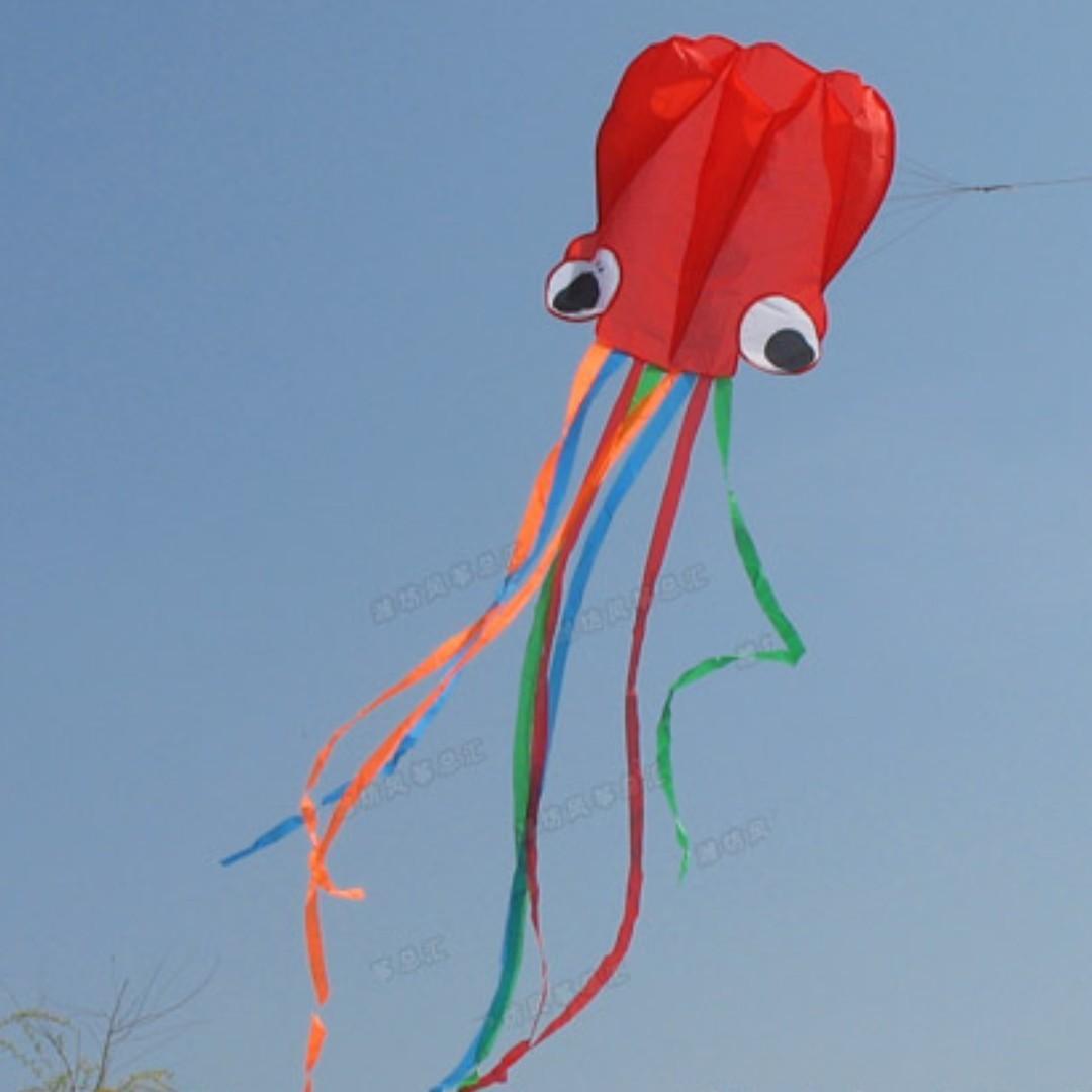章魚風箏八爪魚墨魚kite 500米線包線輪套裝放風箏郊遊 玩具 遊戲類 玩具 Carousell