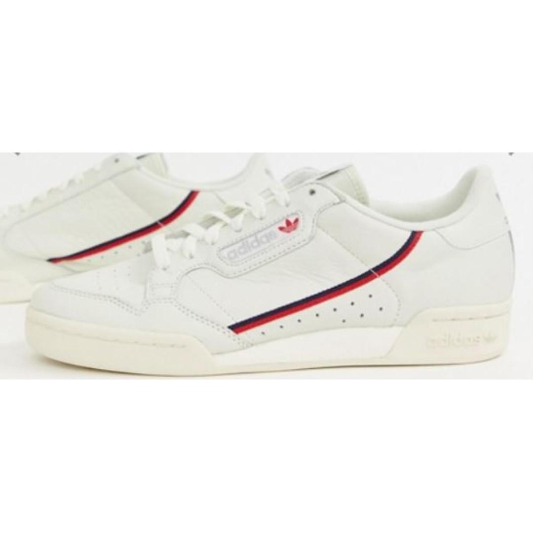 adidas originals continental 80's trainers in off white and red