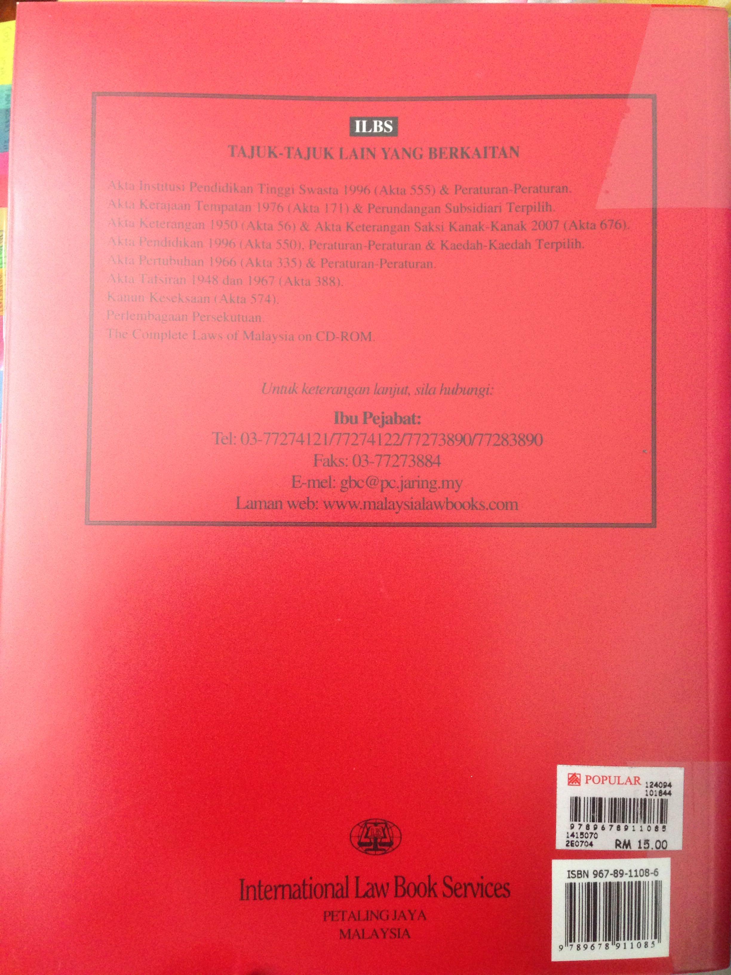 Akta Kaunselor 1998 Akta 580 Dwibahasa Textbooks On Carousell