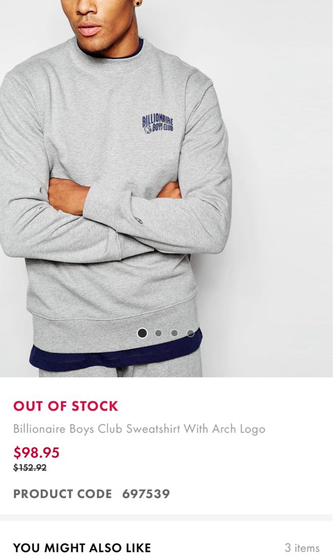 Billionaire boys club grey jumper hotsell