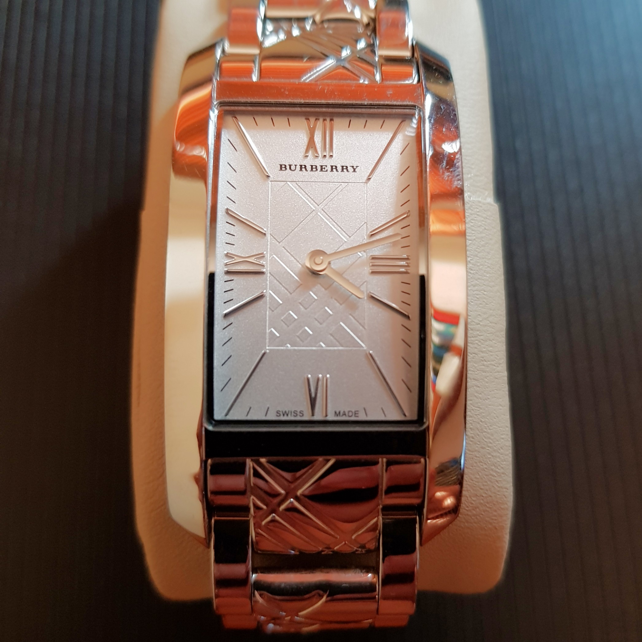 burberry medium check stamped bracelet watch 34mm