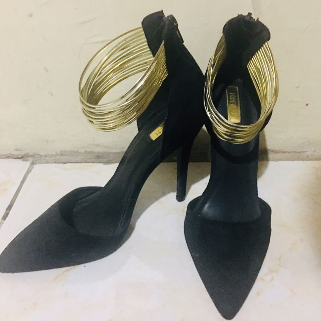 black and gold heels