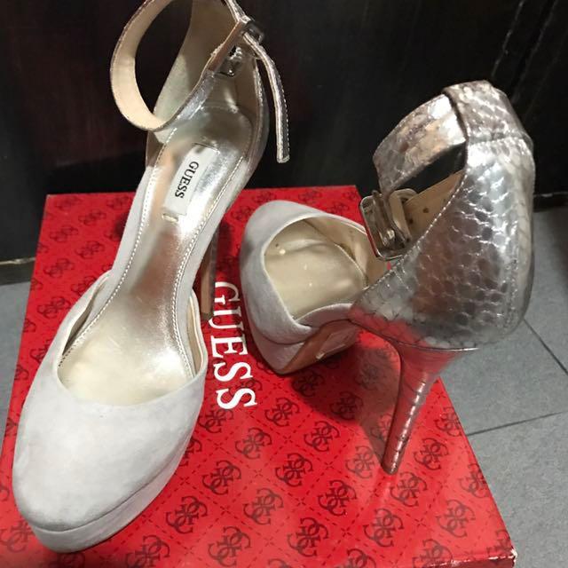 Guess Wedding Shoes High Heel Grey Suede