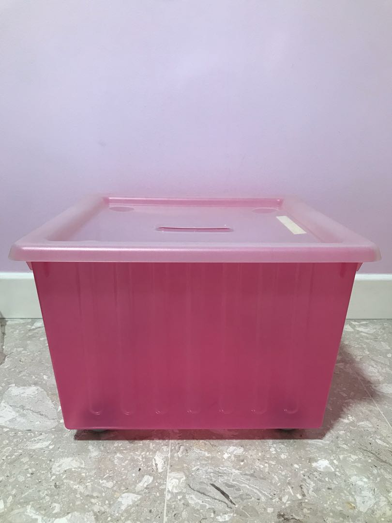 Ikea Vessla Storage Crate With Castors With Lid Furniture Shelves Drawers On Carousell