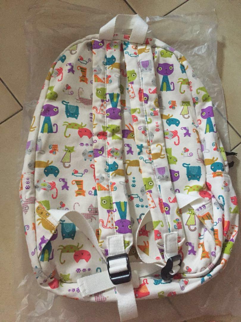Kitten designed backpack (Category: Backpacks) located in Singapore. Submitted by happy_seller8 (Listing ID 201104580, Image 2). Description: Zips and compartments are perfectly fine. Seldom use backpack so selling it. See photos for the bag conditions. Condition is 9/10. Fixed price and venue. Suitable for kitten lovers :) Self Collection only. .