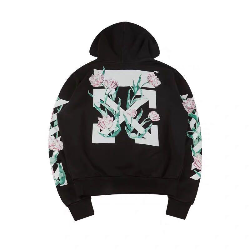 off white black flower hoodie