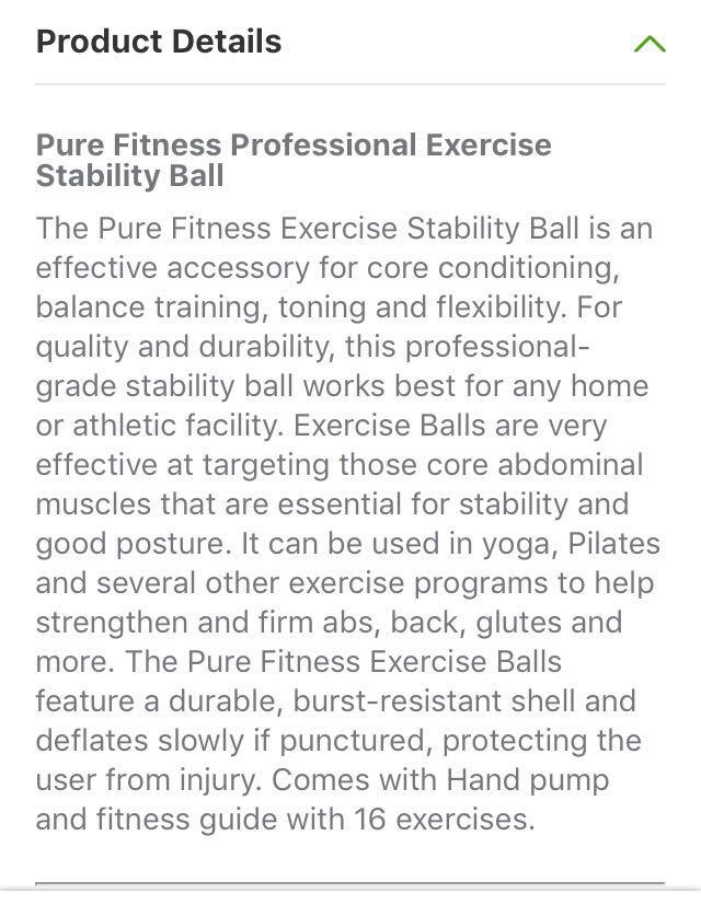 Pure fitness professional exercise stability 2025 ball