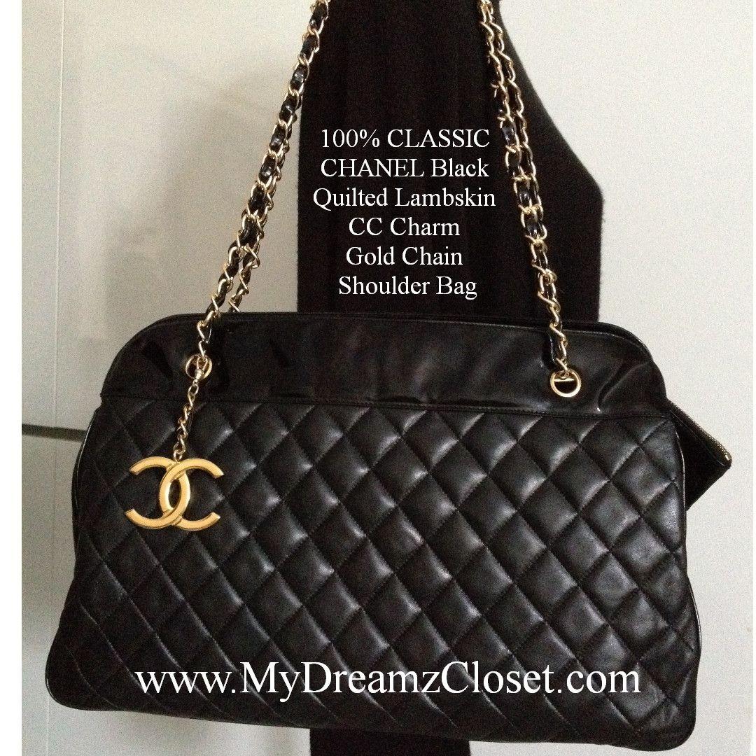 black quilted bag with gold chain