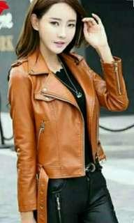 JACKET LEATHER SYNTHETIC - BROWN