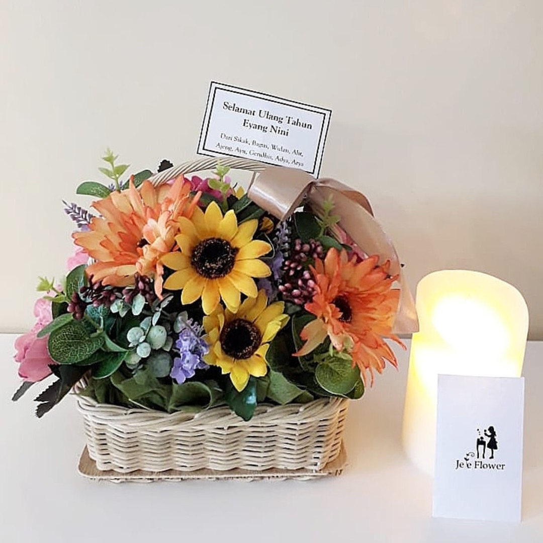 Artificial Flower Basket Bunga Palsu Premium Dalam 
