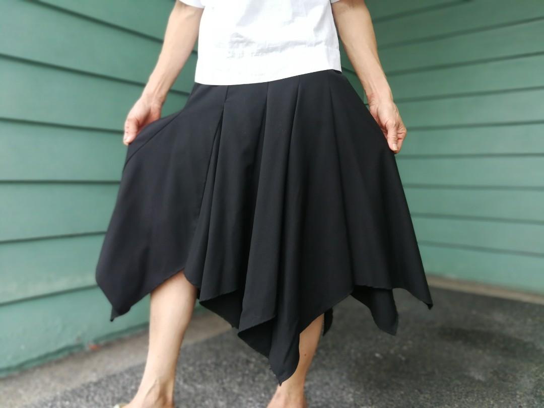 Summer Sale Atsuro Tayama A T Black Uneven Wool Midi Skirt Women S Fashion Bottoms Skirts On Carousell