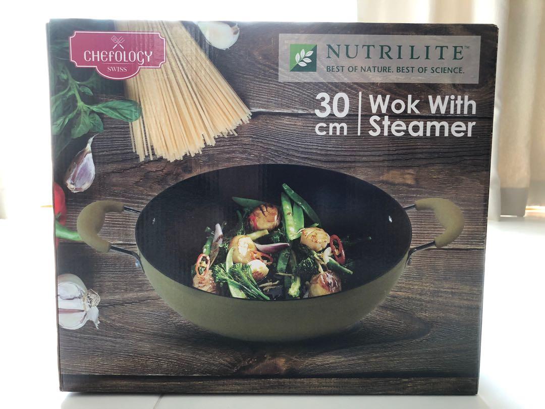 Chefology Swiss 30cm Wok With Steamer Home Appliances Kitchenware On Carousell