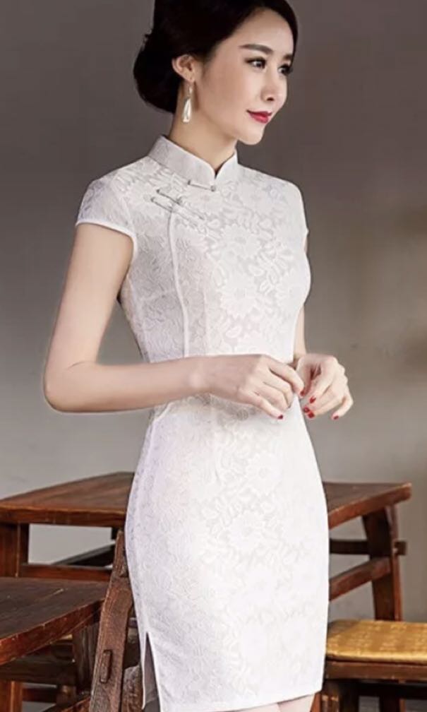 white cheongsam
