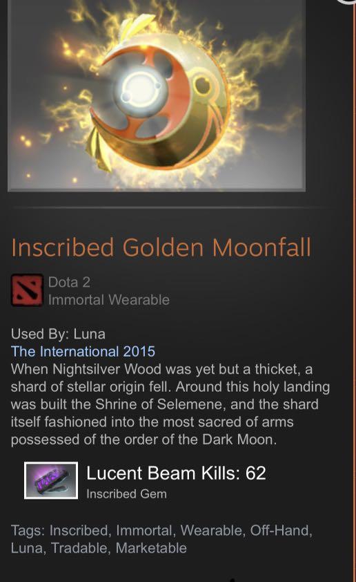 Dota 2 Golden Moonfall Toys Games Video Gaming In Game Products On Carousell - moonfall roblox