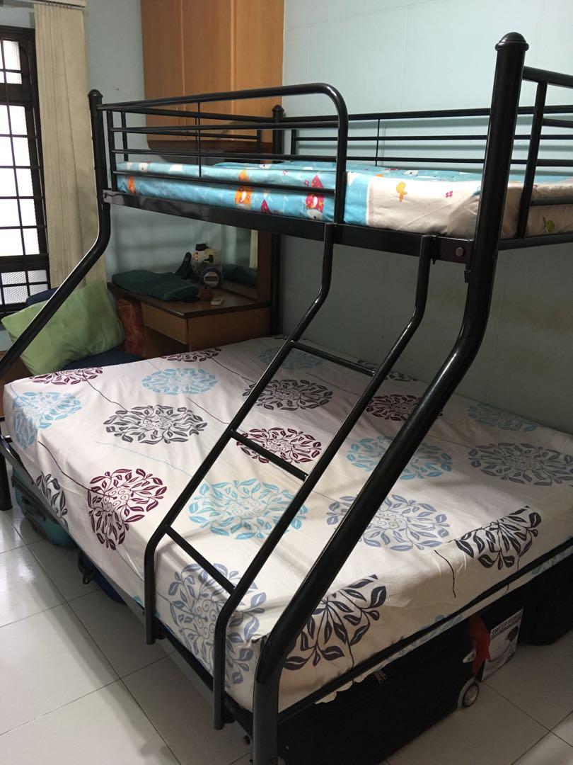 Double Deck Metal Bed Frame with mattresses