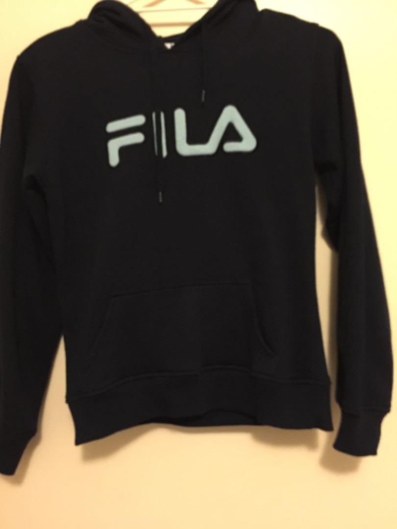 Fila Hoodie Dark Blue Women S Fashion Clothes On Carousell