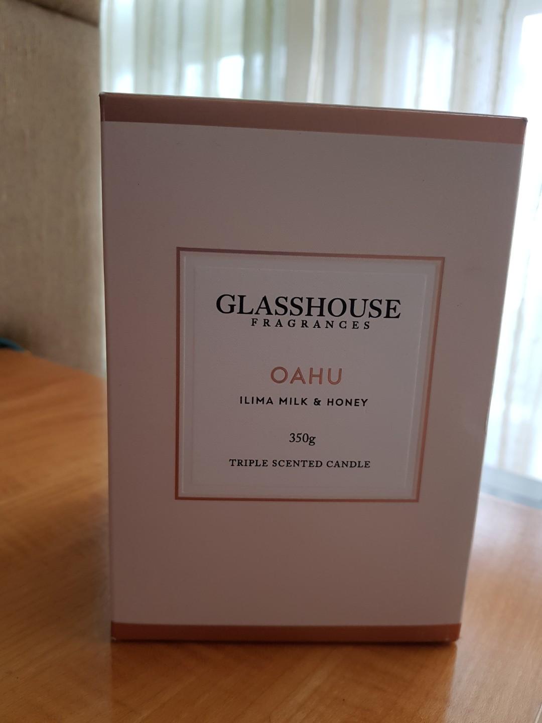 Glasshouse Oahu Candle Ilima Milk & Honey, Furniture & Home Living