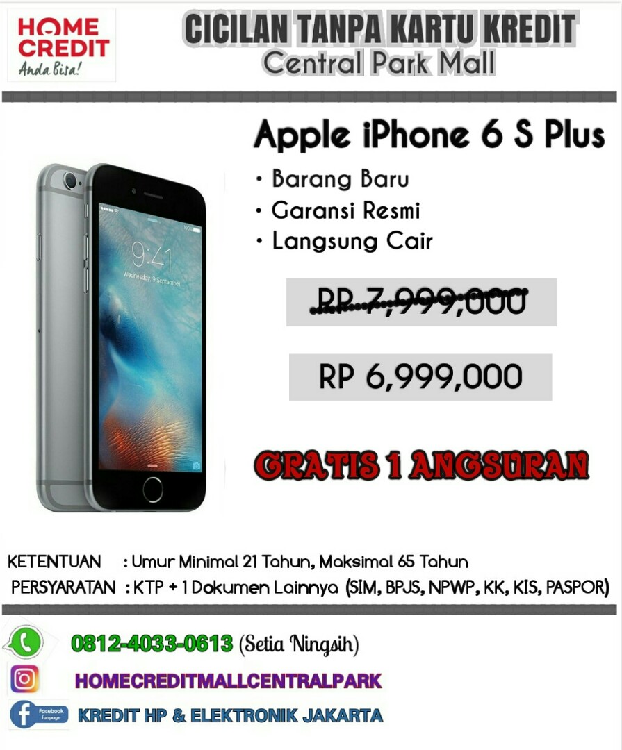 Iphone 6 s plus kredit tanpa kartu kredit garansi resmi on ...