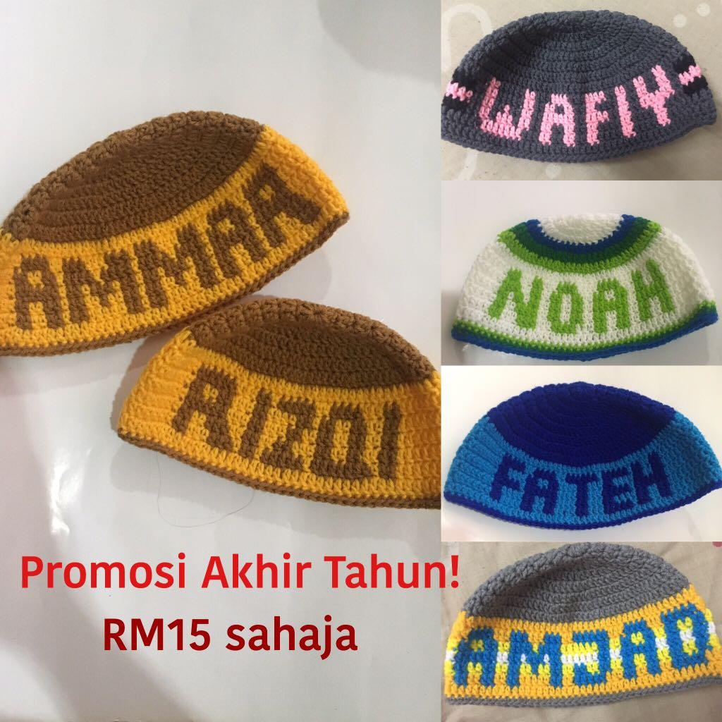 Kopiah Kait Nama Kopiah Crochet Babies Kids Babies Apparel On Carousell