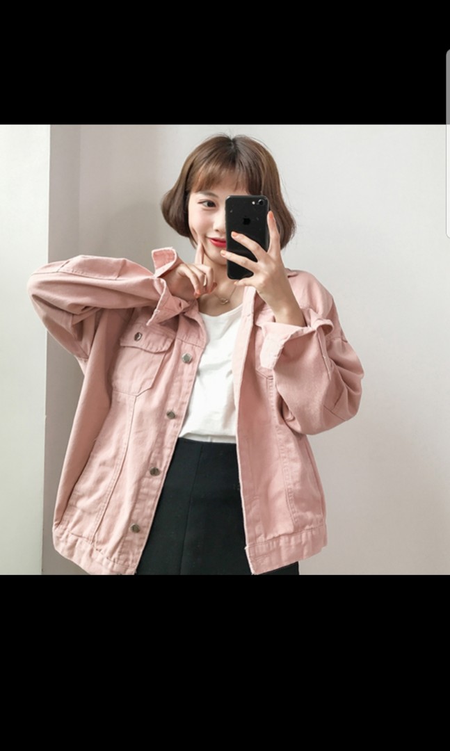 pink denim jacket oversized