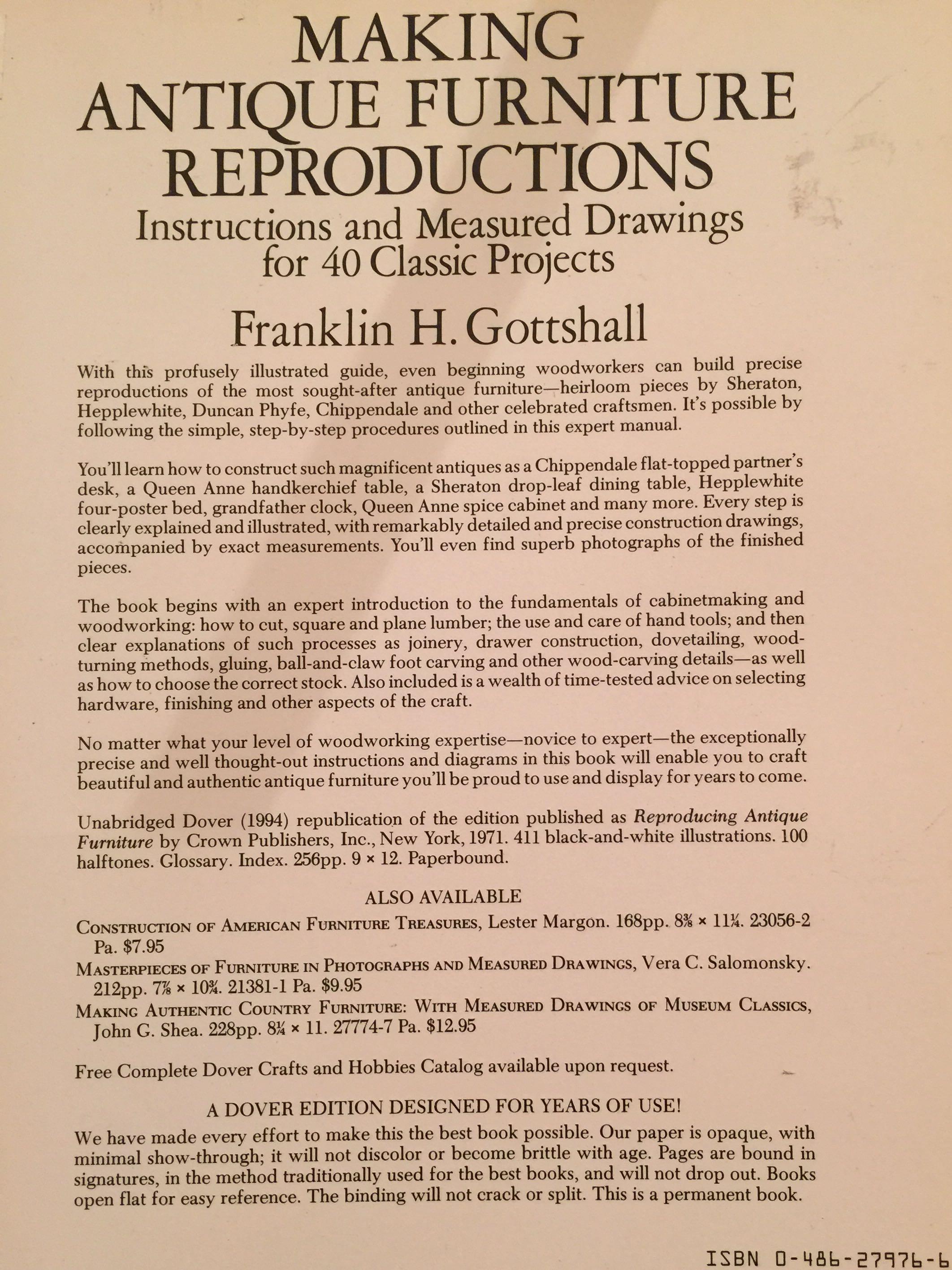 Making Antique Furniture Reproduction Book, Hobbies & Toys, Books