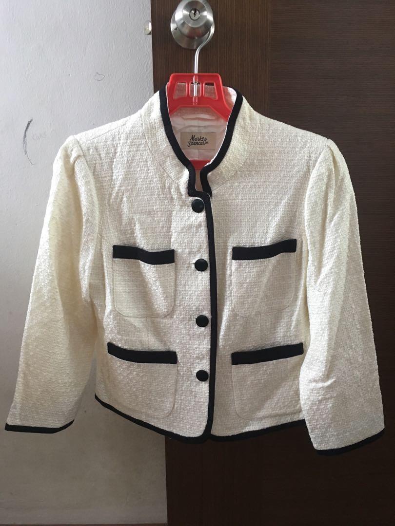 Marks Spencer Women s Jacket Cream with Black accents buttons