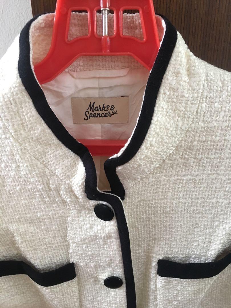 Marks Spencer Women s Jacket Cream with Black accents buttons