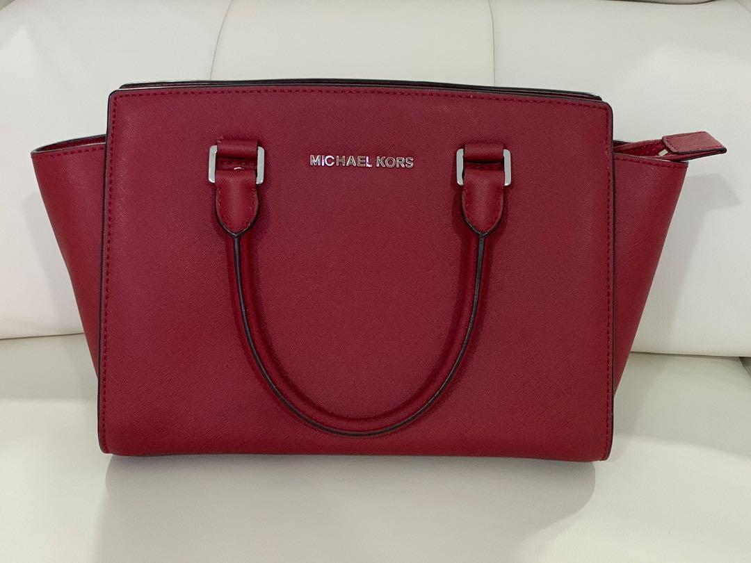 michael kors selma medium red