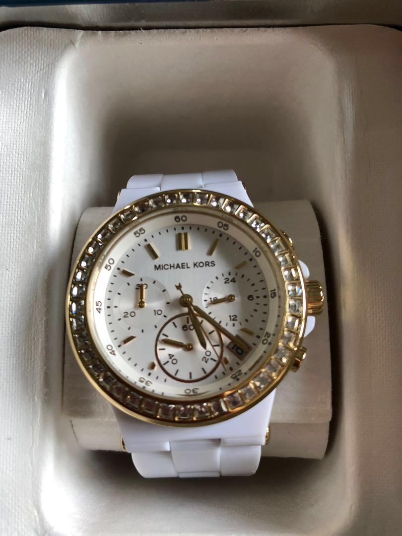 White and gold mk watch hot sale