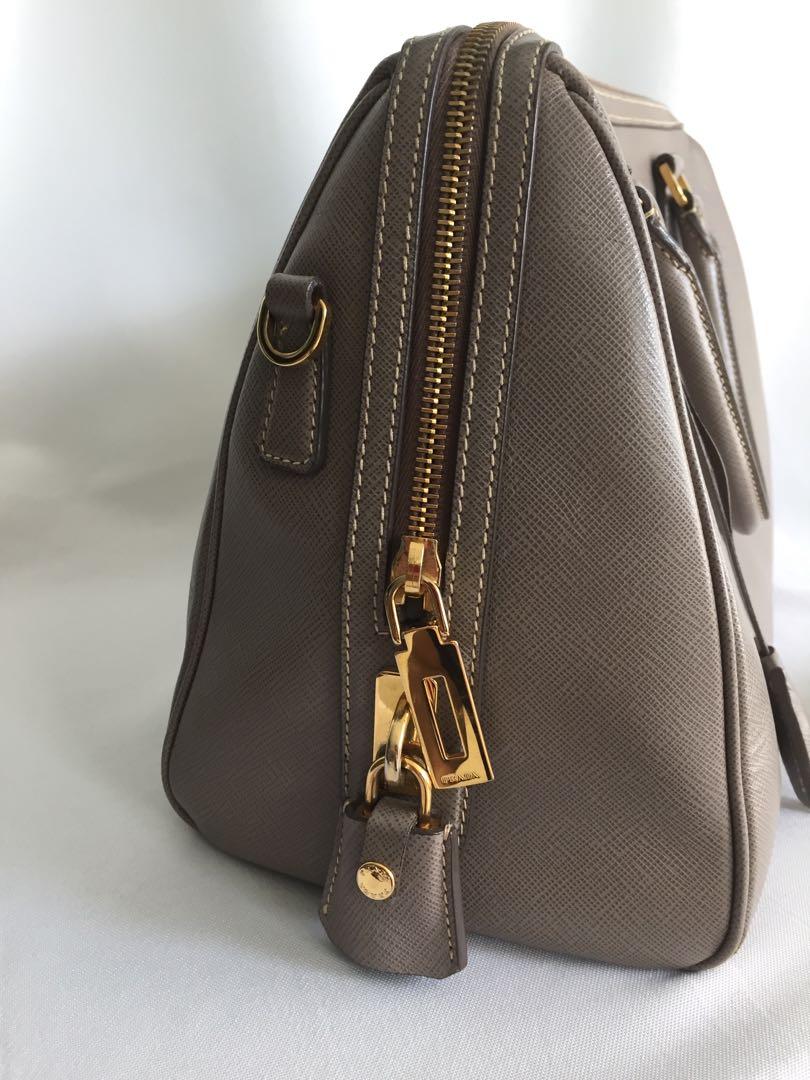 Prada Bicolor Lux Bowler Bag Saffiano Leather Medium at 1stDibs