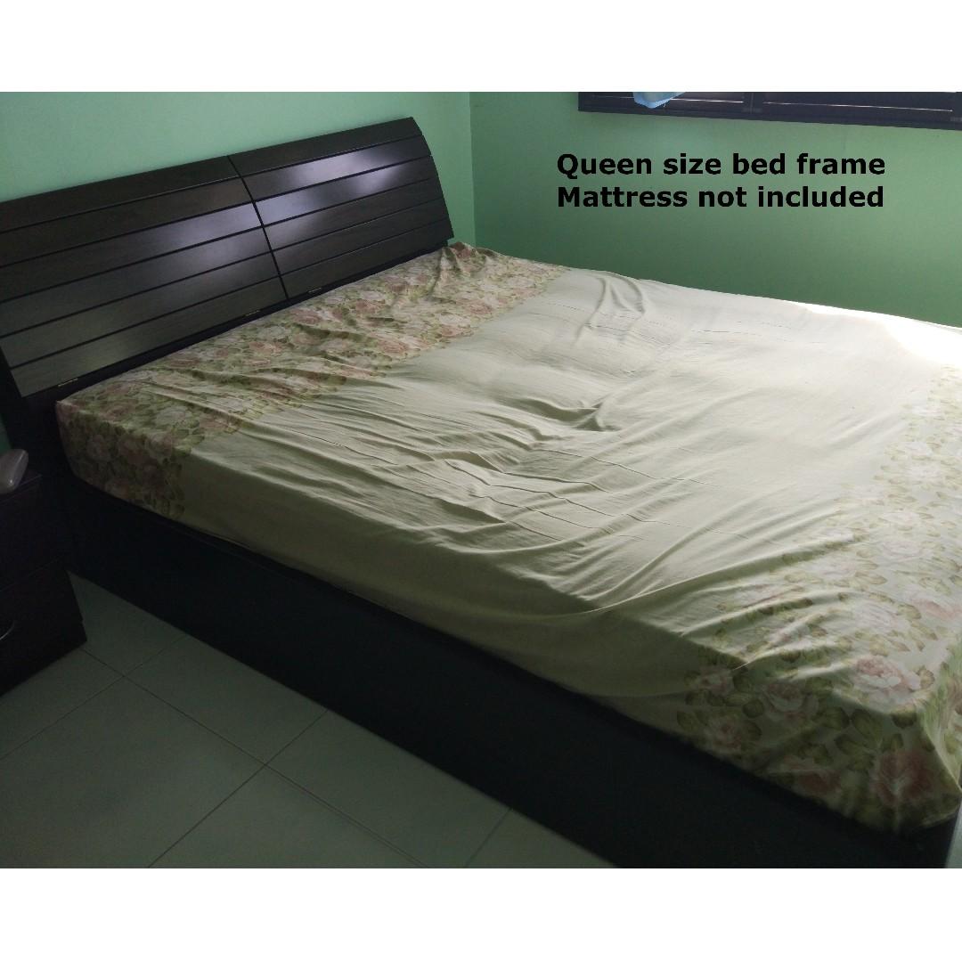 Queen Size Bed Frame With Headboard Storage Furniture Beds Mattresses On Carousell