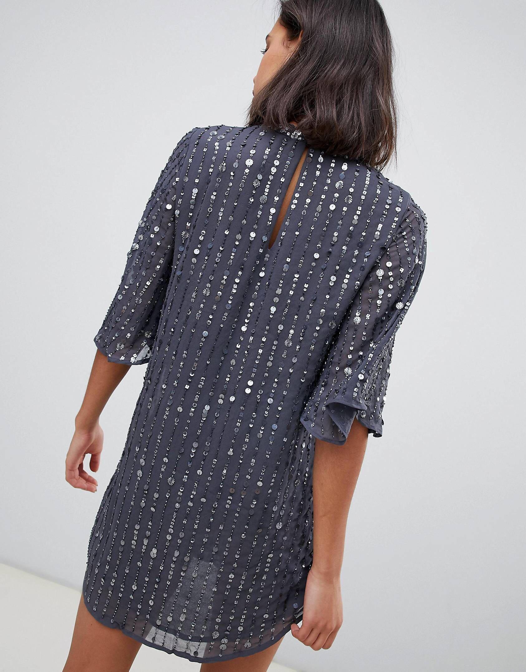 river island grey sequin dress