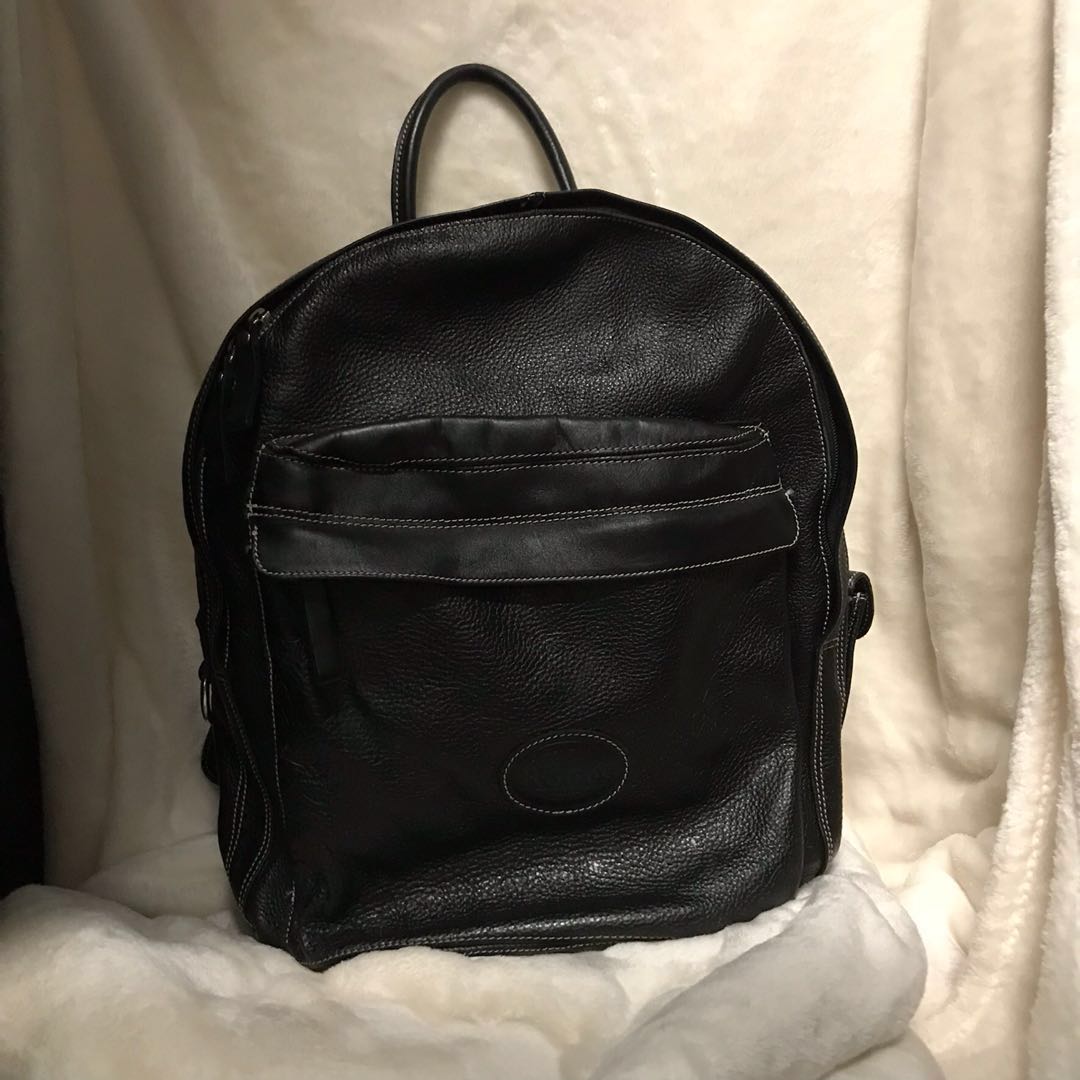 Roots black leather backpack online