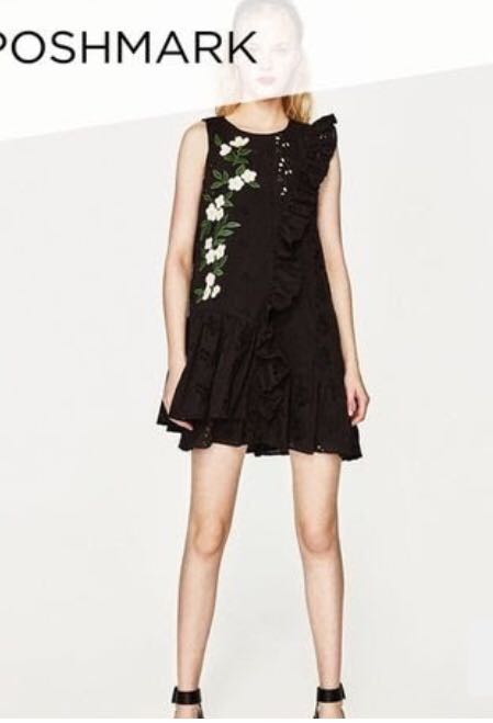 zara black daisy dress