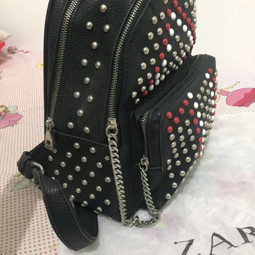 ZARA ransel tas backpack hitam studs 