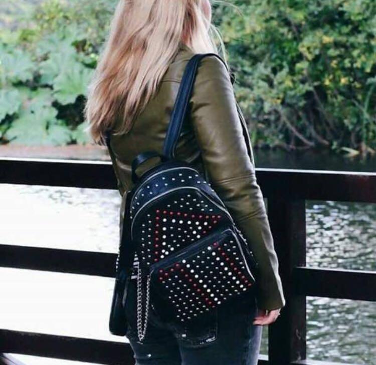 ZARA ransel tas backpack hitam studs 