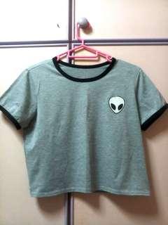 Alien Patch BM Crop Ringer Shirt Top