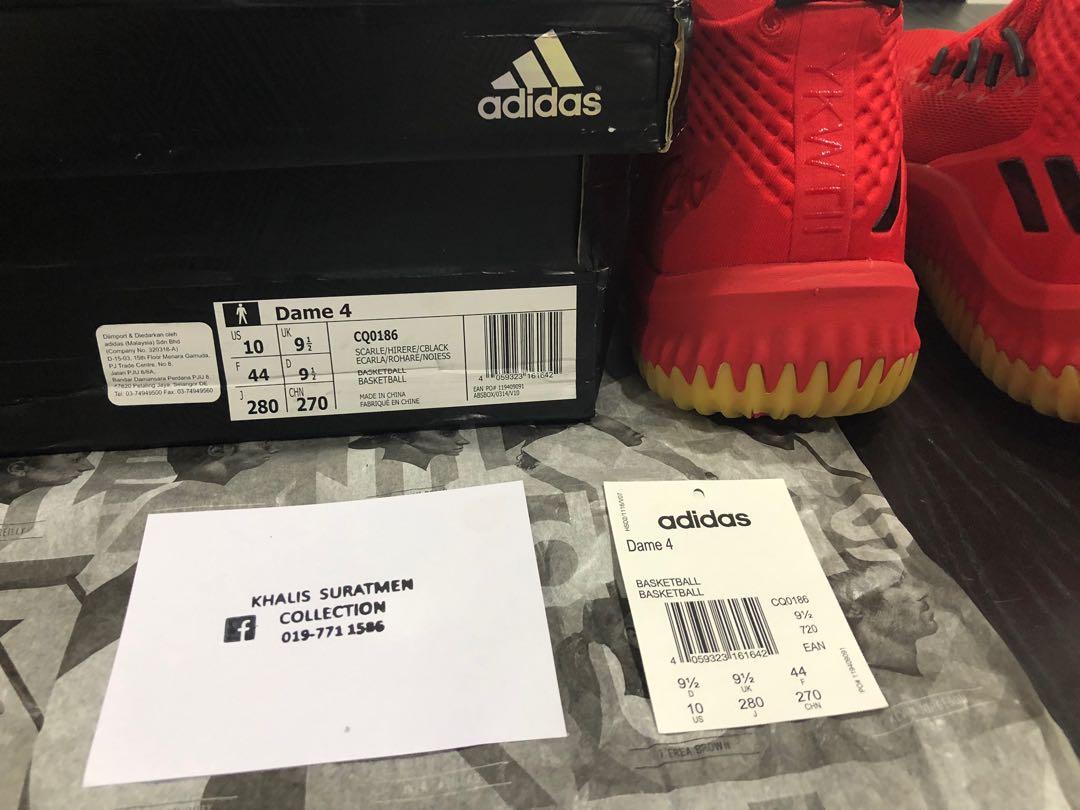 ADIDAS DAME 4 RED GUM Men s Fashion Footwear Sneakers on Carousell