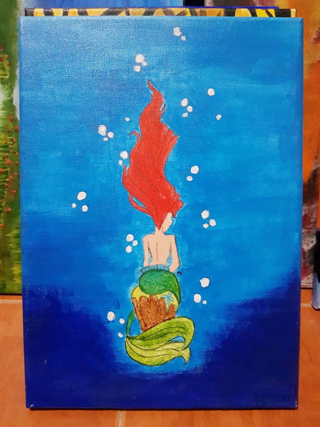 Ariel 14 By 10 Acrylic Painting On Canvas Design Craft