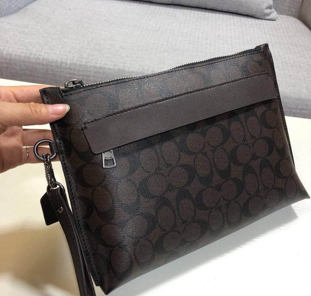 Authentic coach carryall pouch in signature canvas Men s Fashion