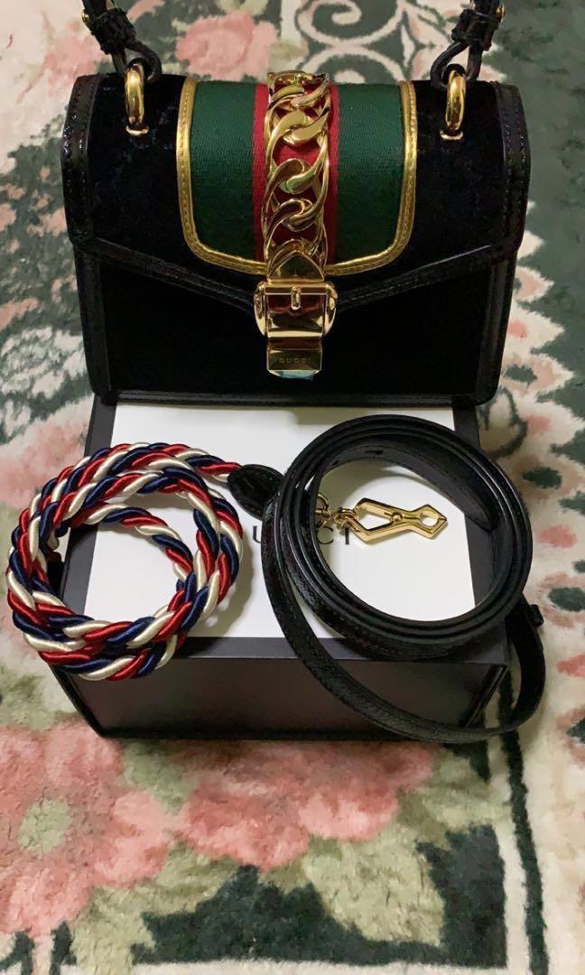 AUTHENTIC VELVET GUCCI SYLVIE Women s Fashion Bags Wallets Cross body Bags on Carousell