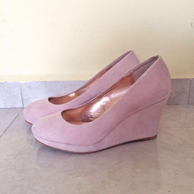 baby pink suede heels